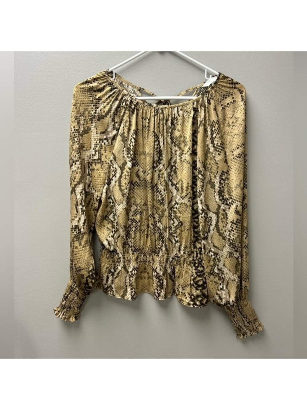 H&M Women’s Snakeskin Long Sleeve Blouse – Brown/Tan
